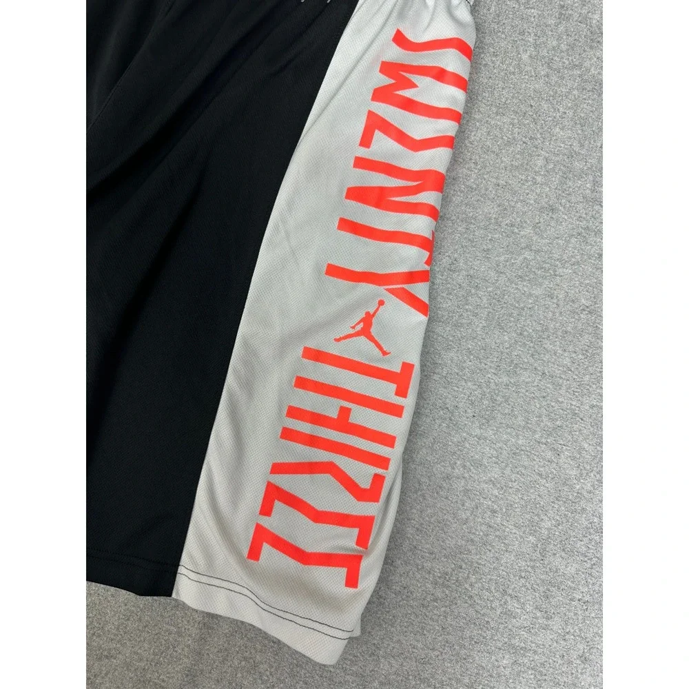 Air Jordan Takeover Basketball Shorts L Black White Orange Dri-FIT Mesh Spellout